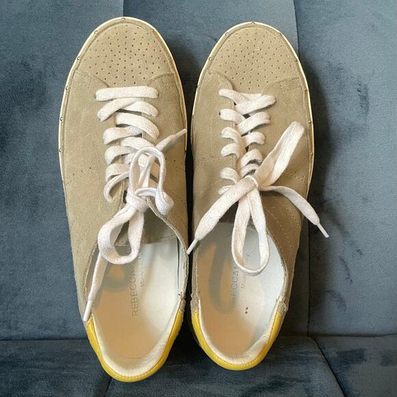 Rebecca Minkoff Michell Shoes Studded Taupe Leather Casual Sneakers U.S. Size 6 - Picture 6 of 10